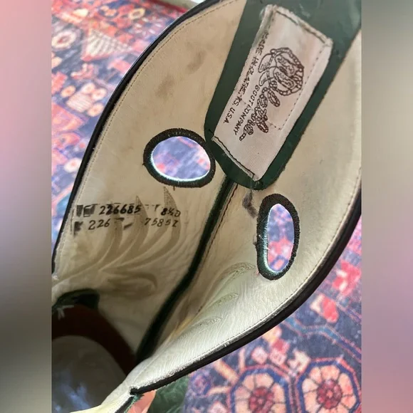 Olathe cowboy boots black/ green M8.5/W10 - Picture 8 of 9